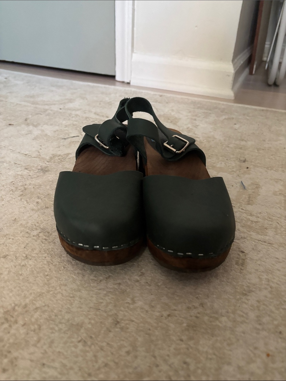 Lotta Highwood Dark Green Clogs on Brown Base - Picture 5 of 7